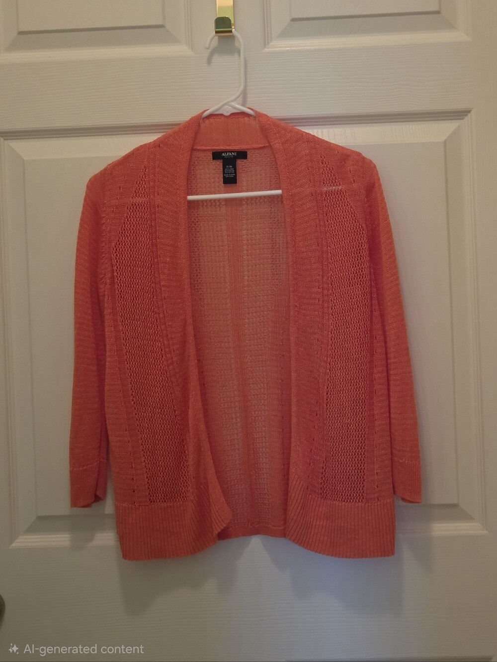 Alfani Open-Front Knit Cardigan - Coral Orange